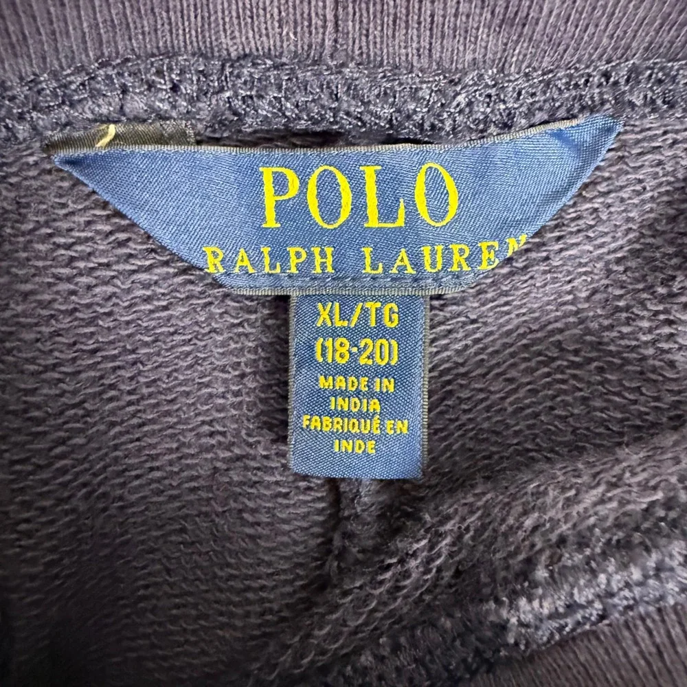 Polo Ralph Lauren Boys XL 18-20 Navy Blue Fleece Jogger Sweatpants Red Logo - Picture 3 of 10